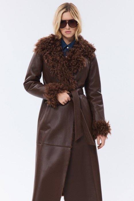 дубленка из овчины с поясом 793737003 фотография