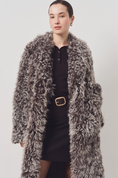 дубленка из овчины с поясом 796388003 фотография