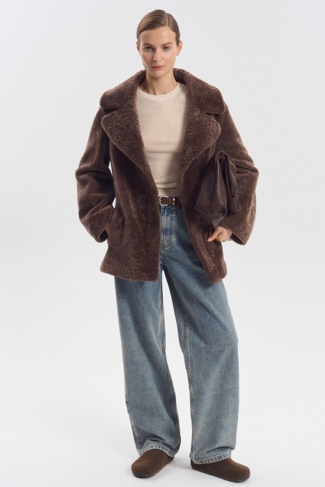 дубленка из овчины с поясом 817552003 фотография