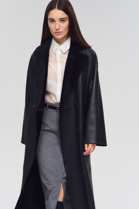 дубленка из овчины с поясом 795240003 фотография