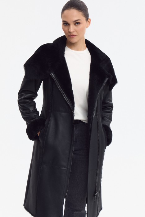 дубленка из овчины с поясом 795152003 фотография