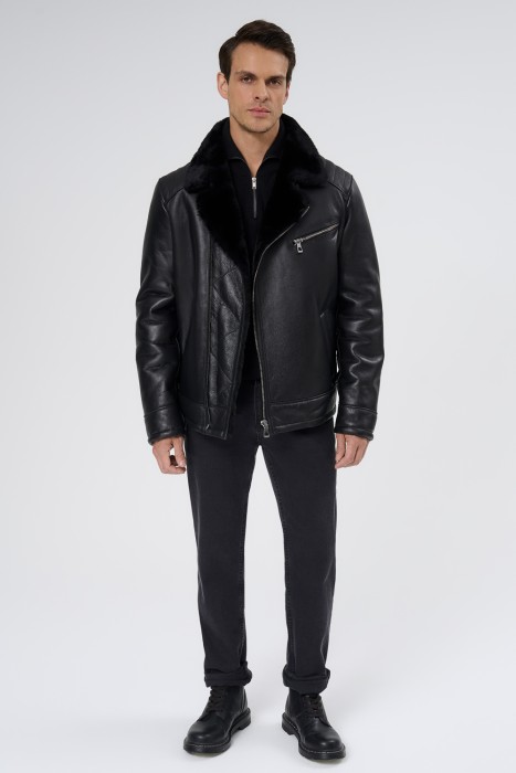 дубленка из овчины от бренда снежная королева вид слева