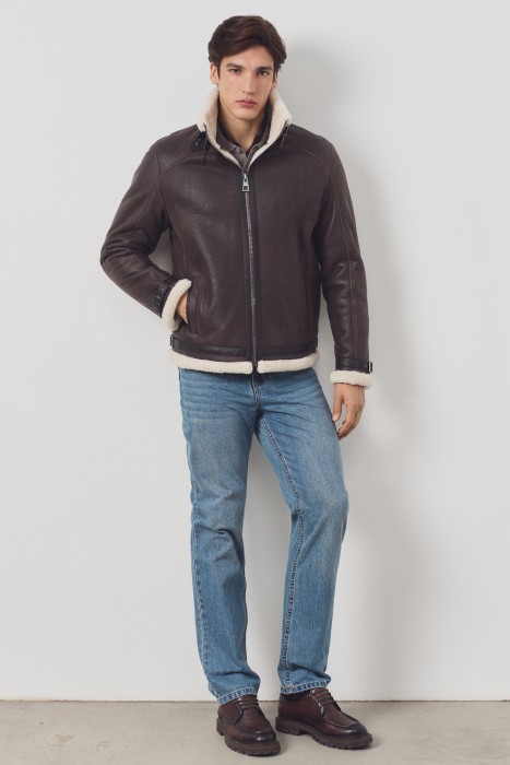 дубленка из овчины от бренда снежная королева вид слева