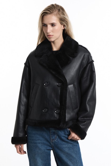 дубленка из овчины от бренда снежная королева вид слева