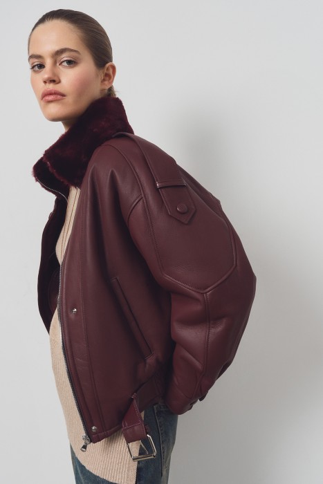 дубленка из овчины от бренда снежная королева вид слева