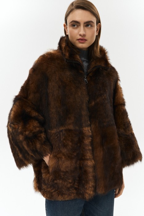 дубленка из овчины от бренда снежная королева вид слева