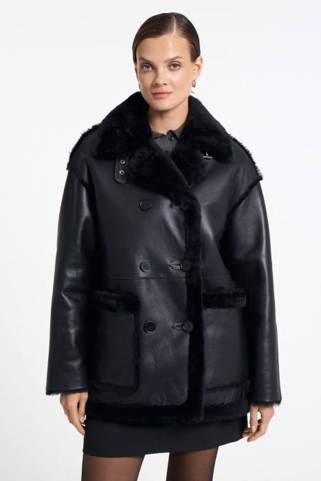 дубленка из овчины от бренда снежная королева вид слева