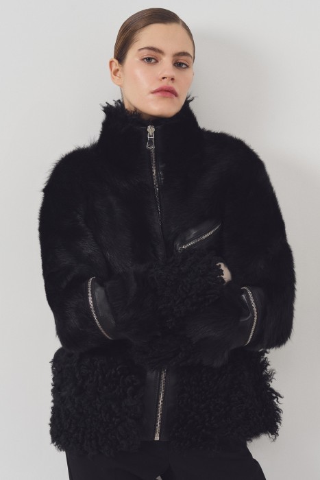 дубленка из овчины от бренда снежная королева вид слева