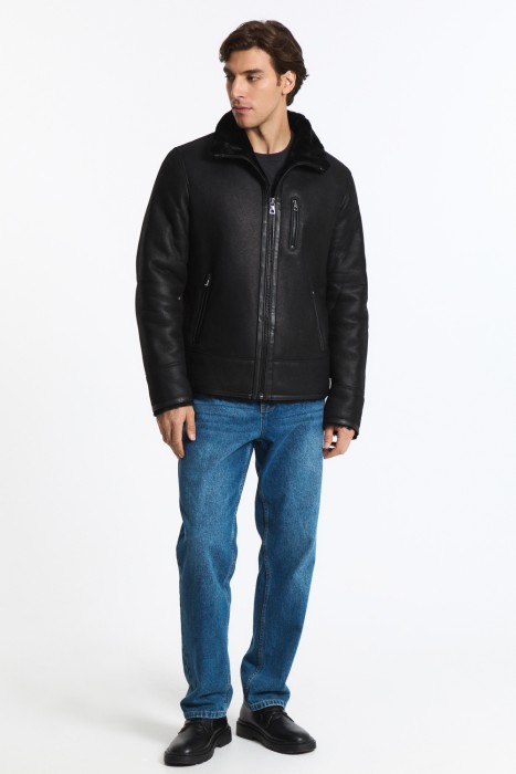 дубленка из овчины от бренда снежная королева вид слева