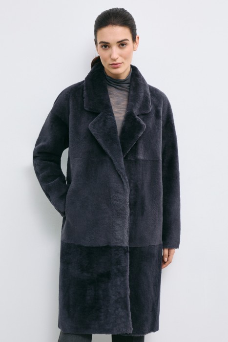 дубленка из овчины от бренда снежная королева вид слева