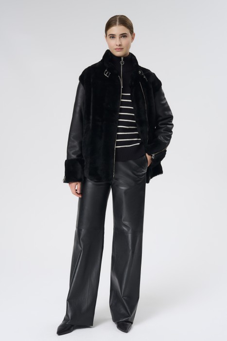 дубленка из овчины от бренда снежная королева вид слева