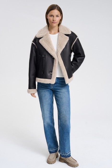 дубленка из овчины от бренда снежная королева вид слева