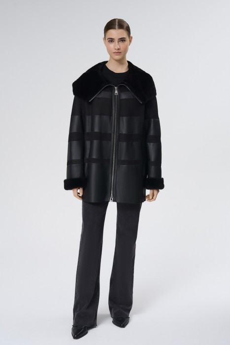 дубленка из овчины от бренда снежная королева вид слева