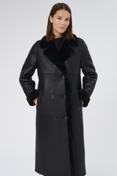 дубленка из овчины от бренда снежная королева вид слева