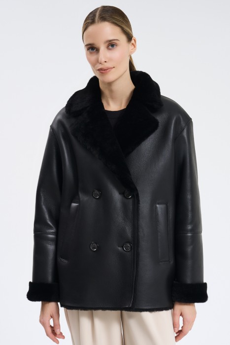 дубленка из овчины от бренда снежная королева вид слева