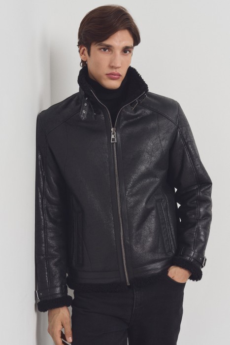 дубленка из овчины от бренда снежная королева вид слева