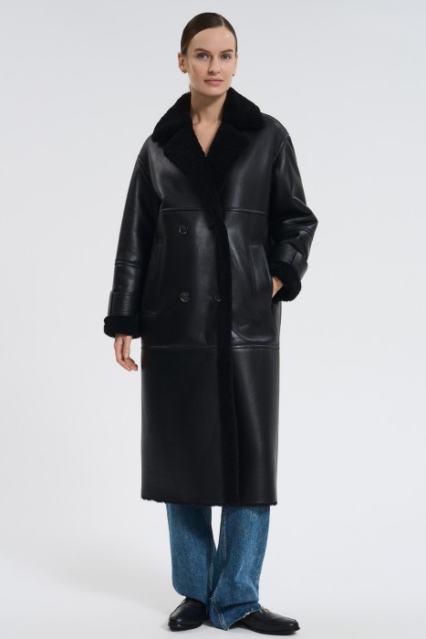 дубленка из овчины от бренда снежная королева вид слева