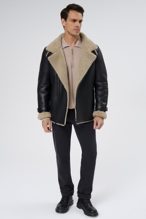 дубленка из овчины от бренда снежная королева вид слева