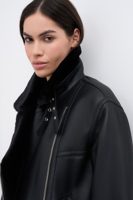 дубленка-косуха из овчины из россии вид сбоку