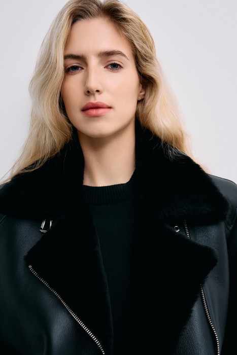 дубленка-косуха из овчины из россии вид сбоку