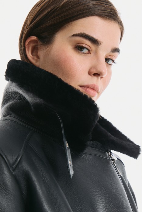 дубленка-косуха из овчины из россии вид сбоку