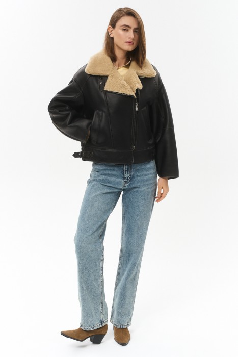 дубленка-косуха из овчины из россии вид сбоку