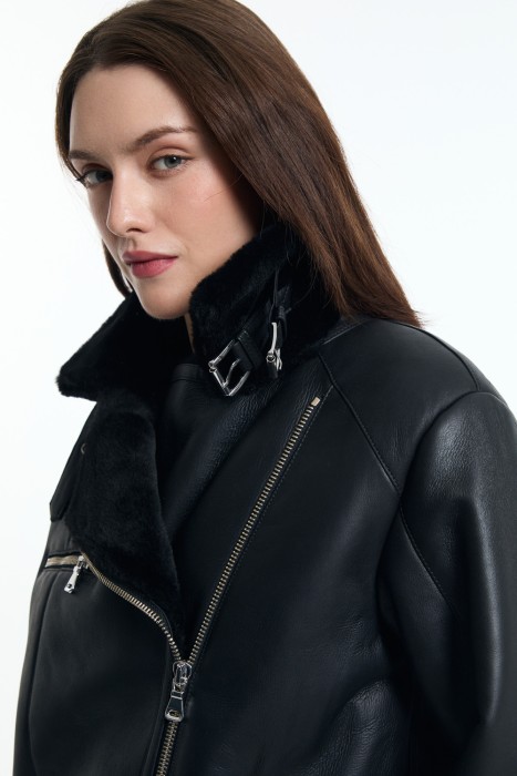 дубленка-косуха из овчины из россии вид сбоку