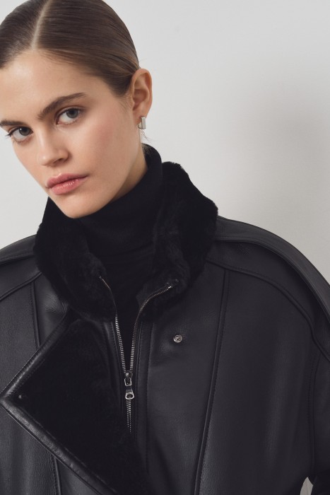 дубленка-косуха из овчины из россии вид сбоку