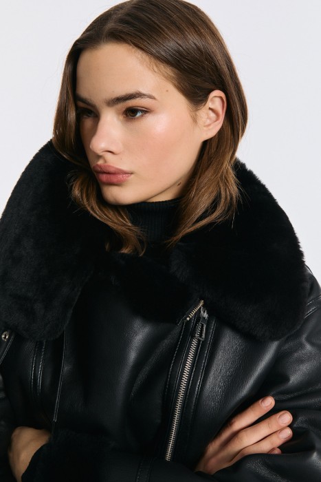 дубленка-косуха из овчины из россии вид сбоку