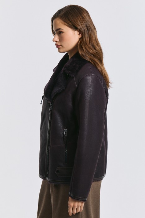 дубленка-косуха из овчины из россии вид сбоку