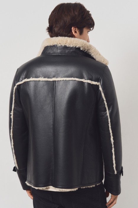 дубленка-косуха из овчины из россии вид сбоку