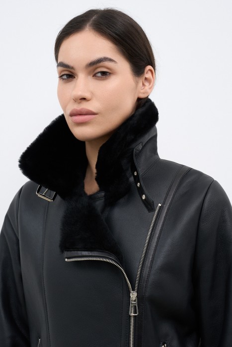 дубленка-косуха из овчины из россии вид сбоку