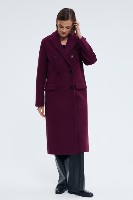 двубортное пальто от бренда снежная королева вид слева