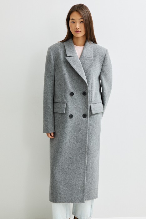 двубортное пальто от бренда снежная королева вид слева