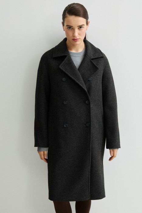 двубортное пальто от бренда снежная королева вид слева