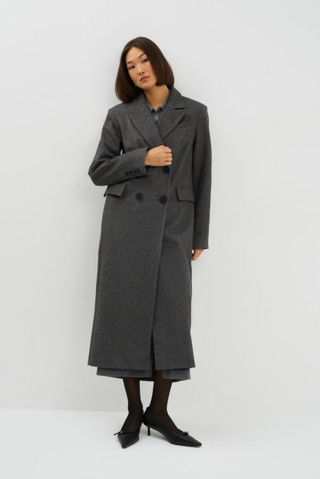 двубортное пальто от бренда снежная королева вид слева