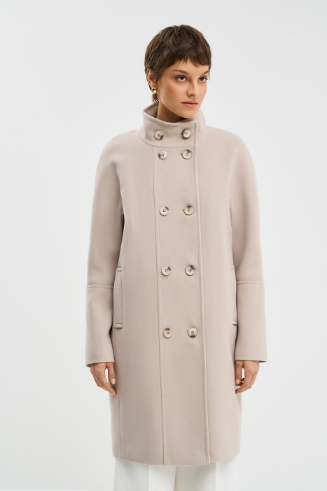 двубортное пальто от бренда снежная королева вид слева