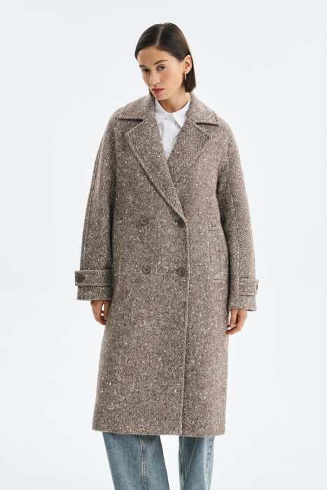 двубортное пальто от бренда снежная королева вид слева