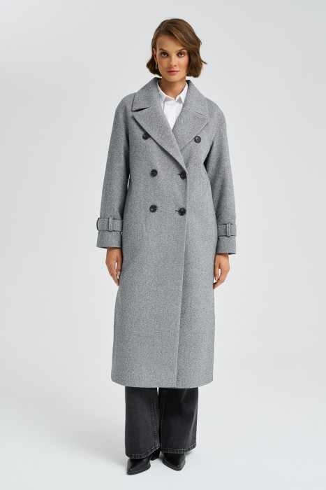 двубортное пальто от бренда снежная королева вид слева