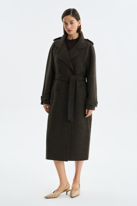 двубортное пальто от бренда снежная королева вид слева