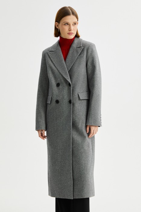 двубортное пальто от бренда снежная королева вид слева