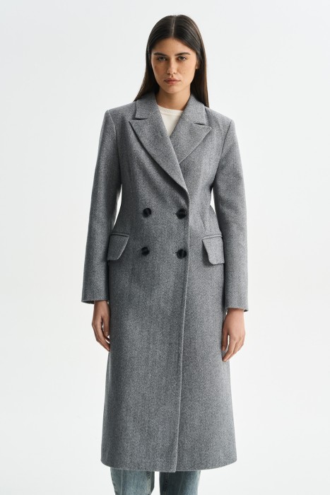 двубортное пальто от бренда снежная королева вид слева