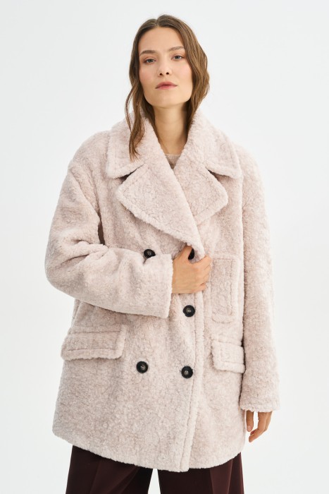 двубортное пальто от бренда снежная королева вид слева