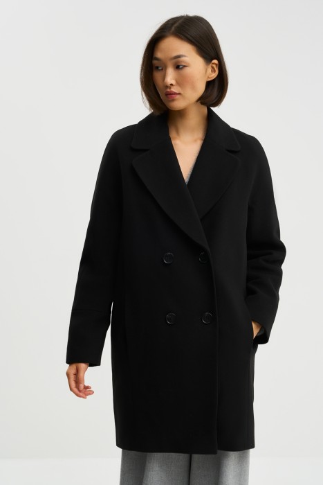 двубортное пальто от бренда снежная королева вид слева