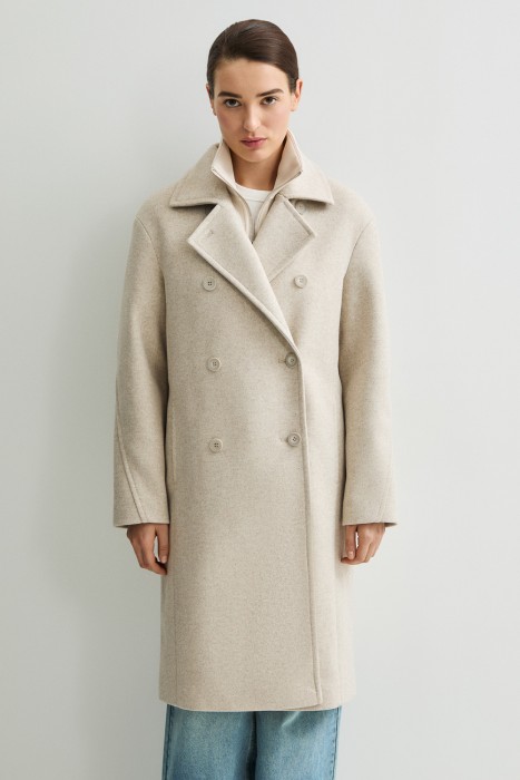 двубортное пальто от бренда снежная королева вид слева