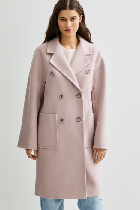 двубортное пальто от бренда снежная королева вид слева