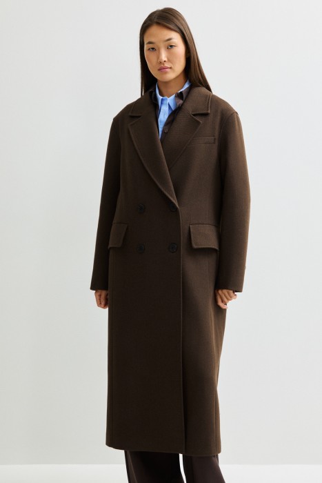 двубортное пальто от бренда снежная королева вид слева