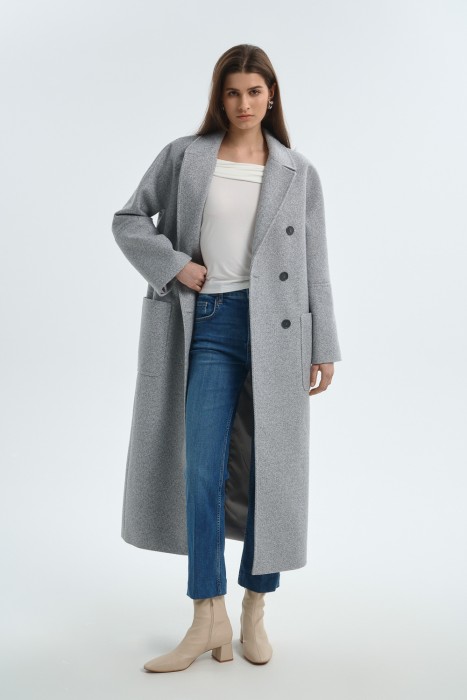 двубортное пальто 752697003 фотография