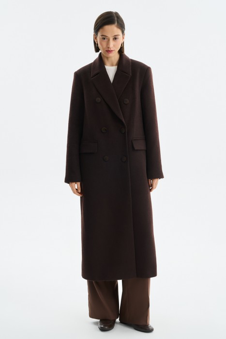 двубортное пальто от бренда снежная королева вид слева