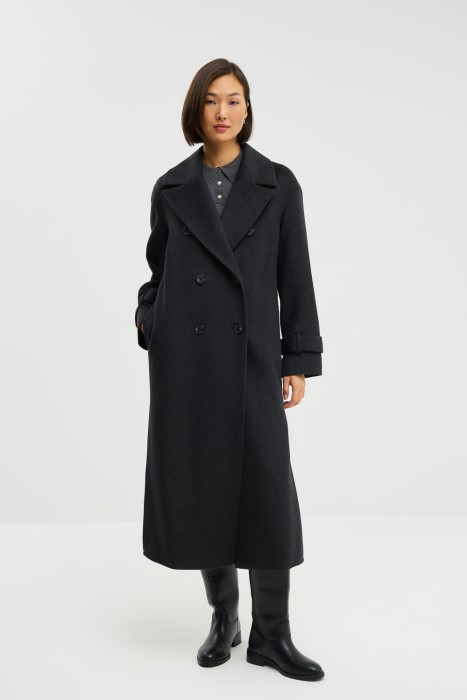 двубортное пальто от бренда снежная королева вид слева